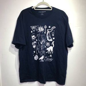 Lucky Brand Short Sleeve Navy Blue Lucky Unlucky T Shirt Size XL